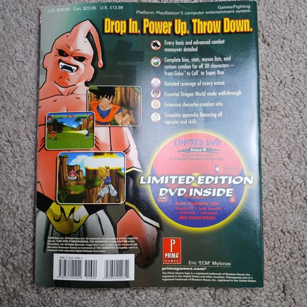 Dragon ball Z Budokai 2: Prima's Official Game‎ Strategy Guide No DVD -TA